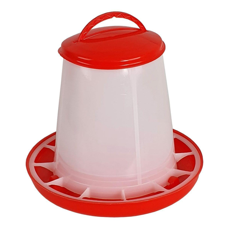 Годівниця бункерна для молодняка свійської птиці біло-червона, 1.5 кг