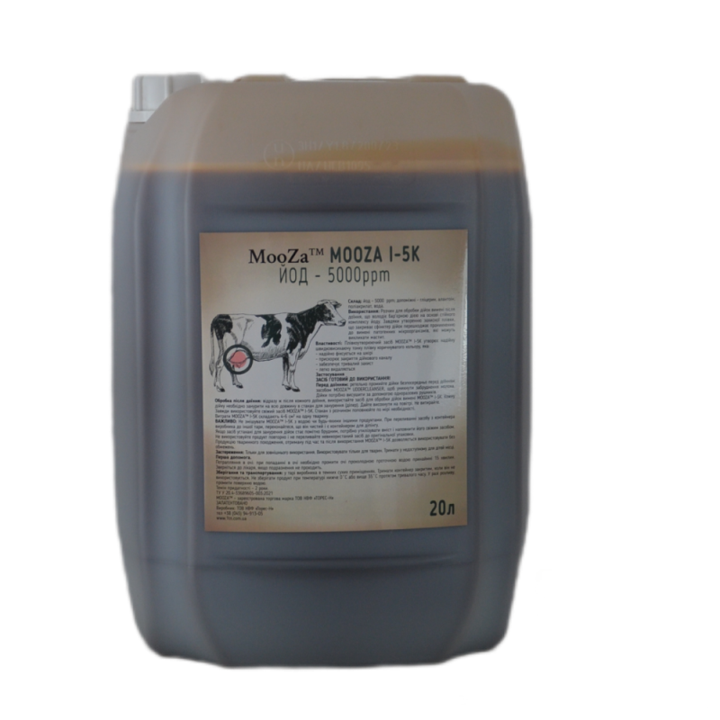 Средство для гигиены вымени после доения MOOZA I-5K, 20л (йод 5000 ppm)