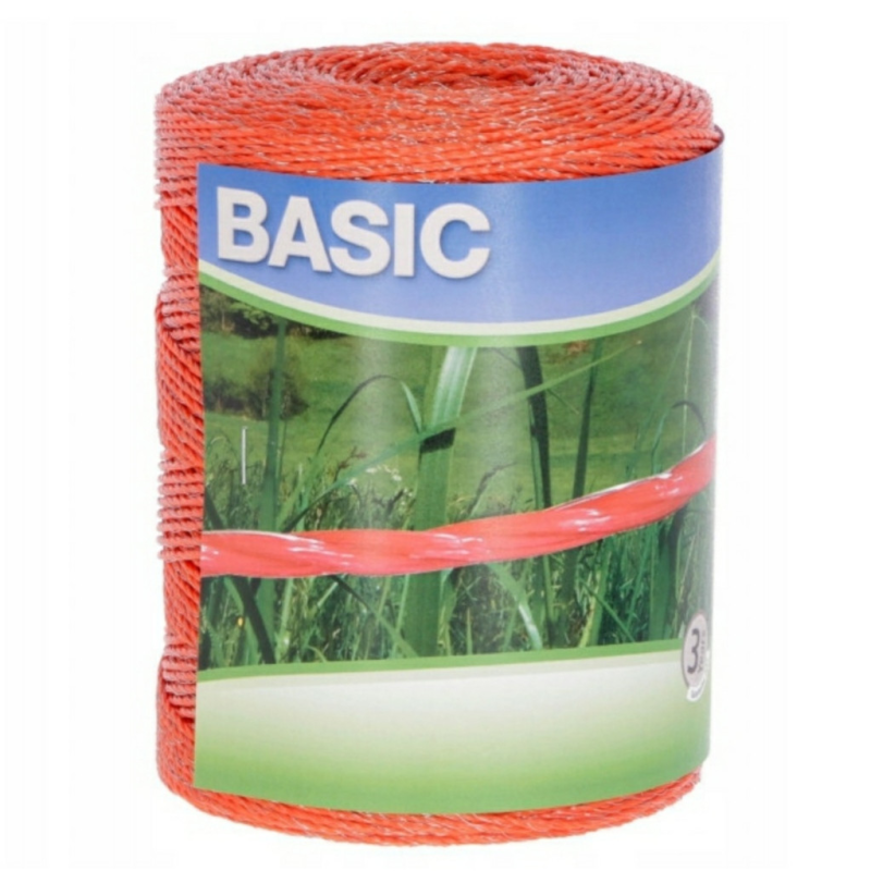 Шнур (мотузка) Basic 3 жили 0,16 мм для електропастуха (моток 500 м), Німеччина