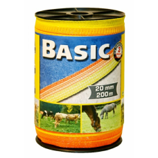 Стрічка (тасьма) Basic жовто-жовтогаряча 10 мм для електро-пастуха, Німеччина